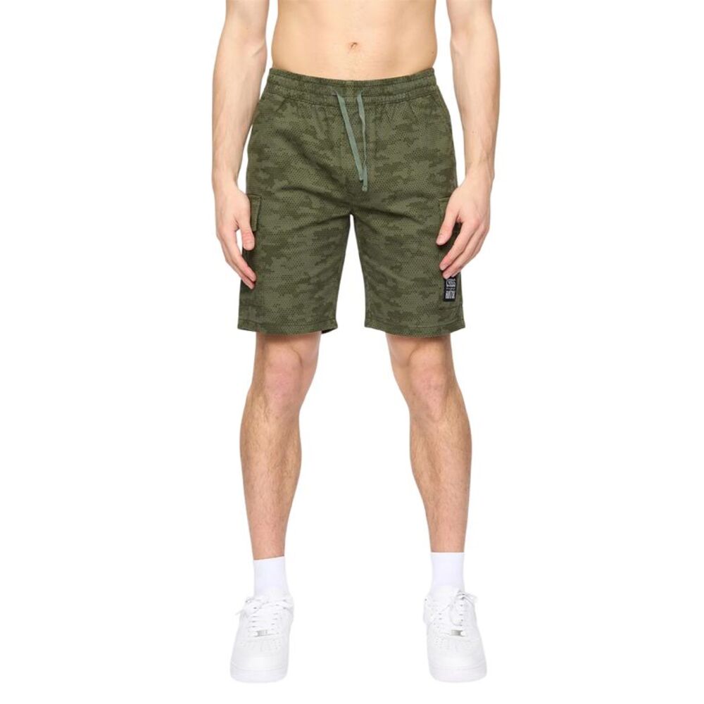 Crosshatch Mens Janscore Elasticated Waist Cargo Shorts / Deep Olive